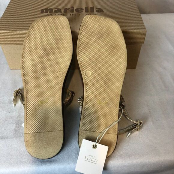 Mariella Womens Sandals Size 7.5 Tan/Gold bling Thong sling back Sandals NWB - Picture 5 of 6